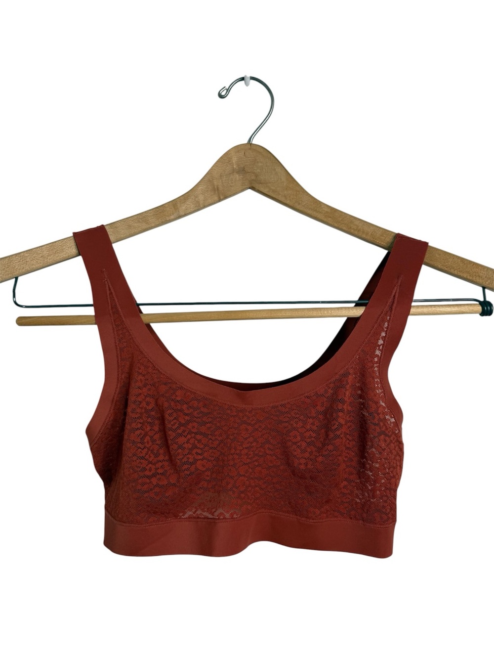 Victoria's Secret Terracotta Mesh Leopard Print Lace Bralette Sheer Lounge Bra M